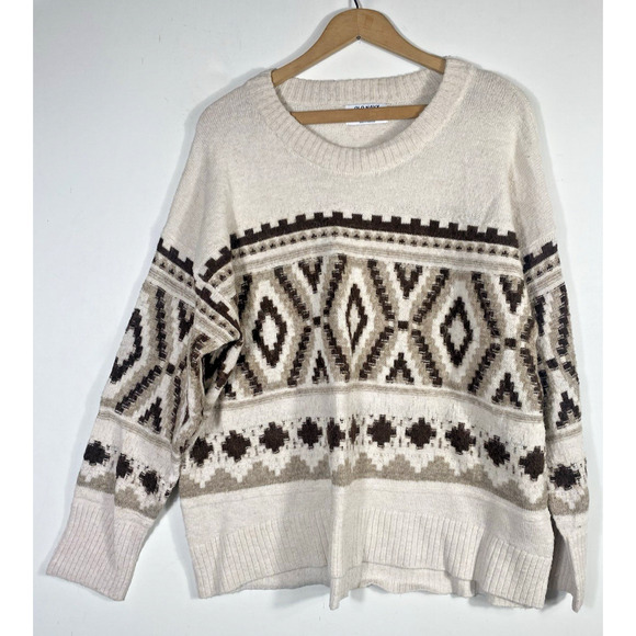 Old Navy Sweater Southwestern Tribal Womens XL Chunky Cozy Fisherman Lebowski - Picture 3 of 14